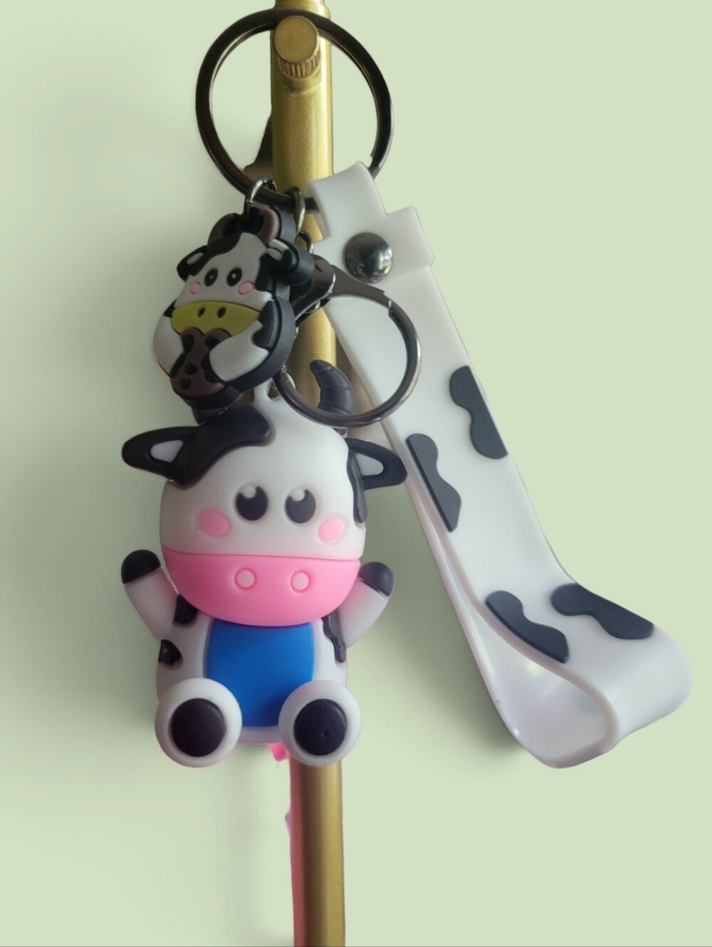 Cute Cow Keychain - Pink & Blue Cow Charm